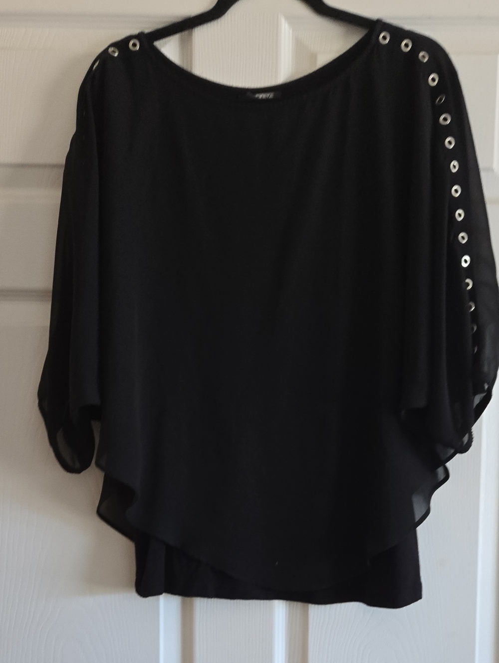 Alyx Black Grommet-Trim Dolman Blouse